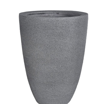 PARMA - Silver with Horizontal Lines Polyresin Planter 27.5"H
