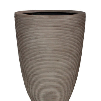 PARMA - Washed Beige with Horizontal Lines Polyresin Planter 27.5"H