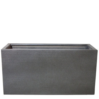 TIVOLI - Dark Gray Ribbed with Horizontal Lines Polyresin Planter