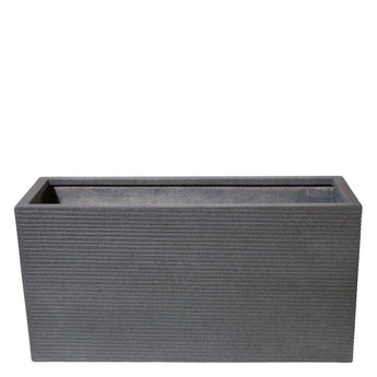 TIVOLI - Dark Gray Ribbed with Horizontal Lines Polyresin Planter