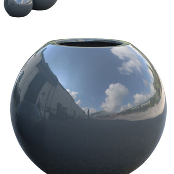 CAGLIARI - Glossy Charcoal (Basalt) Lacquer Finish Polyresin Planter