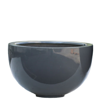 SARDINIA - Glossy Charcoal (Basalt) Lacquer Finish Polyresin Planter