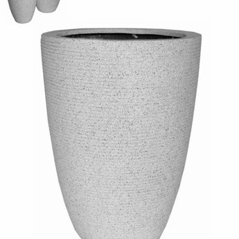 PARMA - White Ribbed Stone Polyresin Planter 27.5"H