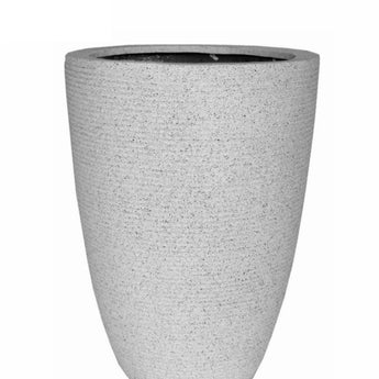 PARMA - White Ribbed Stone Polyresin Planter 27.5"H