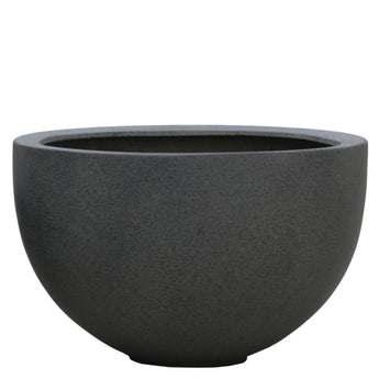 SARDINIA - Dark Gray Stone Art Finish Round Polyresin Planter