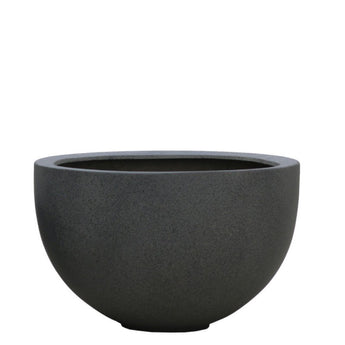 SARDINIA - Dark Gray Stone Art Finish Round Polyresin Planter