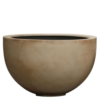 SARDINIA - Washed Beige Stone Art Finish Round Polyresin Planter