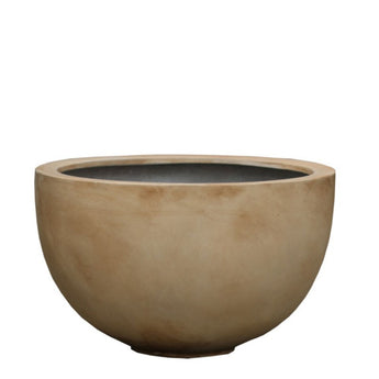 SARDINIA - Washed Beige Stone Art Finish Round Polyresin Planter