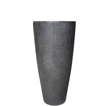 RIALTO - Dark Gray Stone Art with Vertical Lines Conical Planter