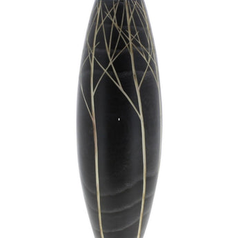 SECOYA - Matte Black Palownia wood Hand carved Vase