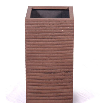 BRUNI - Black Ribbed Matte Brown Square Polyresin Planter