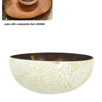 IQUANDA - White Eggshell Outside/Natural Bamboo Bowl