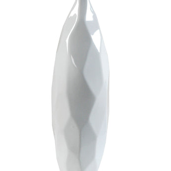 MANETE - Facet Shaped Stoneware Glossy  White Vase