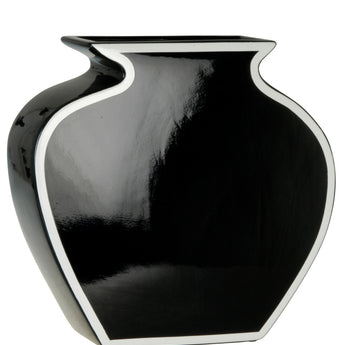 SILHOUETTE - 14" Black and White Rim Stoneware Vase