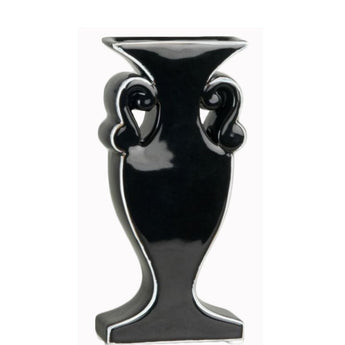 SILHOUETTE - 12" Black and White Rim Stoneware Vase