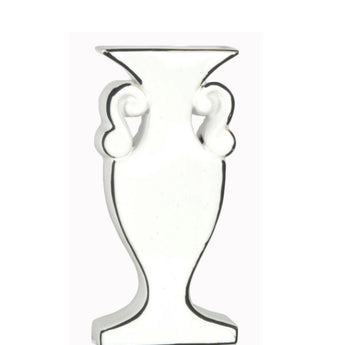 SILHOUETTE - 12" White and Black Rim Stoneware Vase