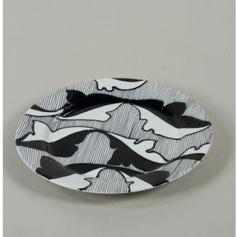 AUTUMN LEAVES - Peter Bruers' Black and White Deco Earthenware Plate
