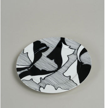 AUTUMN LEAVES - Peter Bruers' Black and White Deco Earthenware Plate