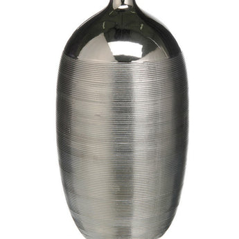 SPINNING - Ribbed Silver Metallic Stoneware Vase