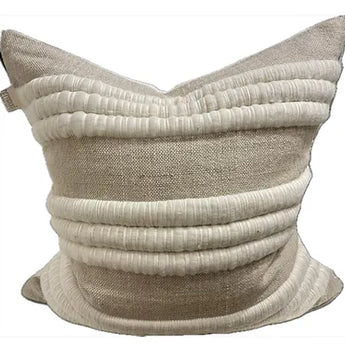 Wooly Channels Sand / Natural White Pillows 28"x36"