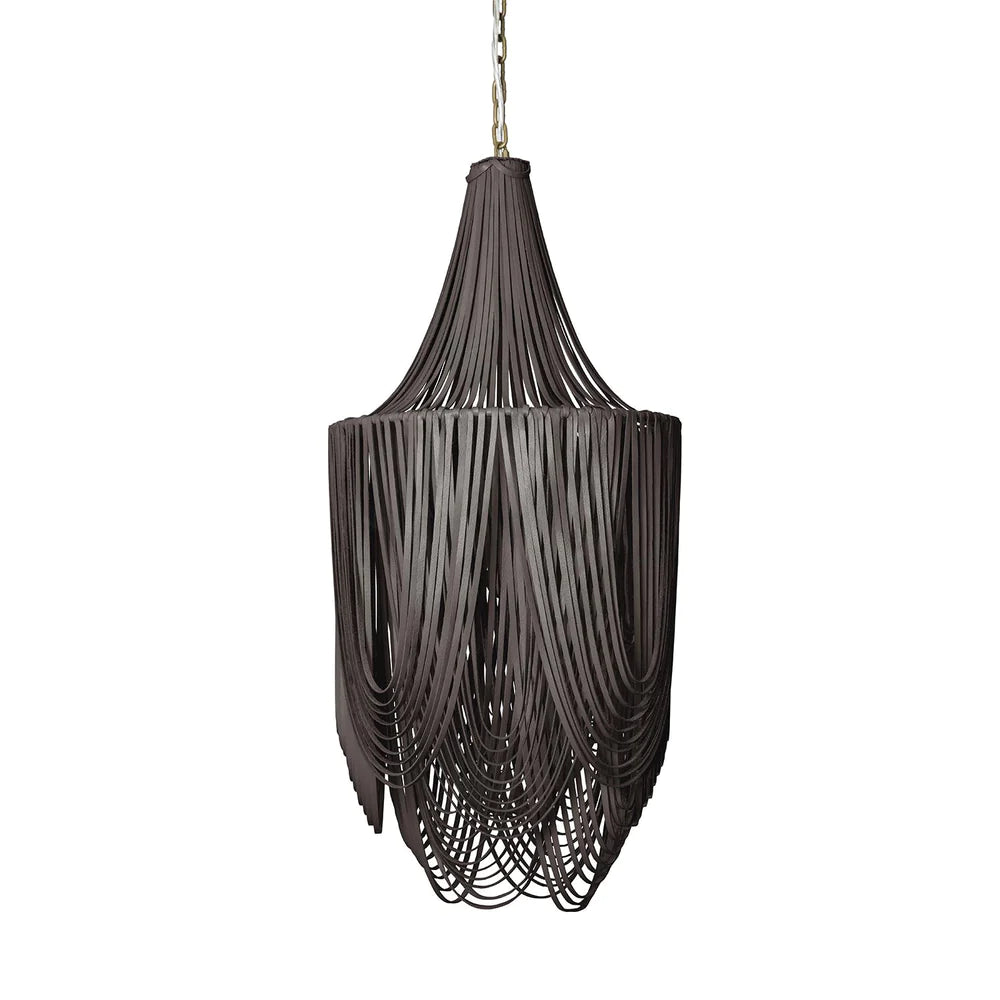 Whisper Crown Chandelier Premium Leather Light Fixture Small