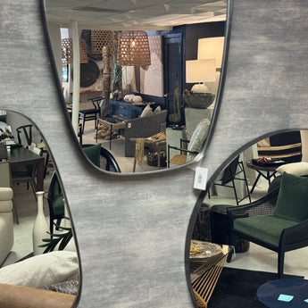 CLARITE - Clear Glass Round Mirror with Black Pewter Finish Borders