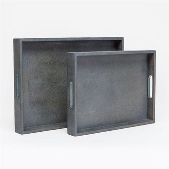 Made Goods Emery Vintage Faux Shagreen Tray Set