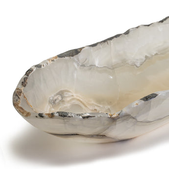 Long Onyx Sculptural Canoe Bowl