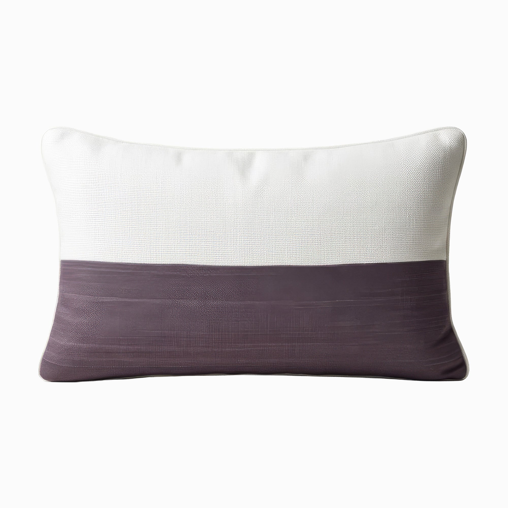 Lavender Kingston Horsehair Lumbar Pillow – ivory linen with lavender horsehair, horizontal