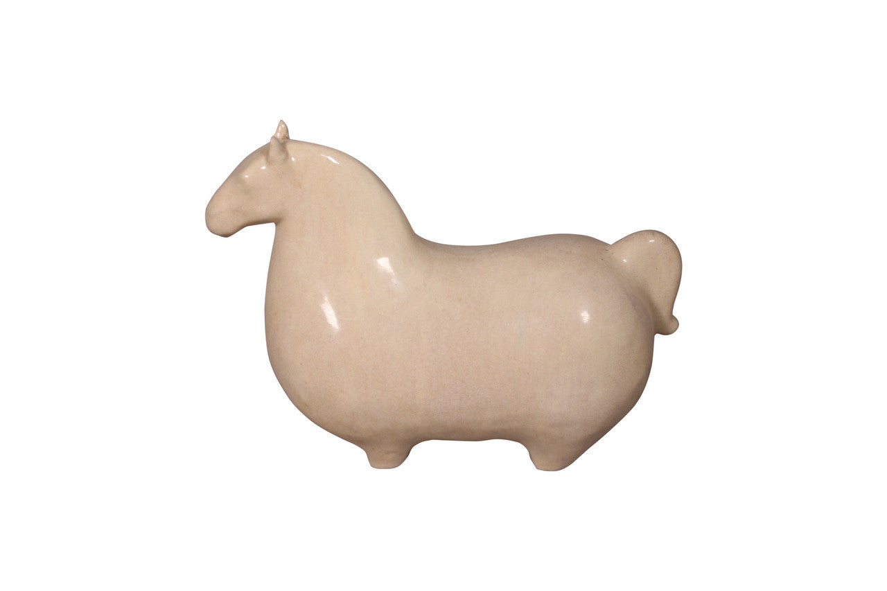 Fat Ceramic Trotter Horse Creamy White