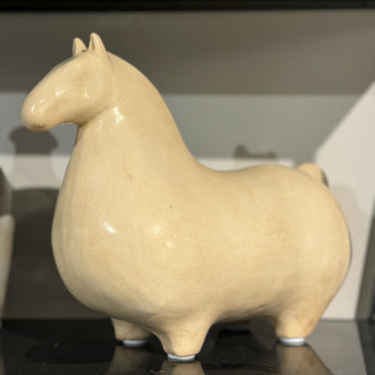 Fat Ceramic Trotter Horse Creamy White