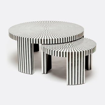 Made Goods Carlota Stripe Marble Stone Nesting Tables