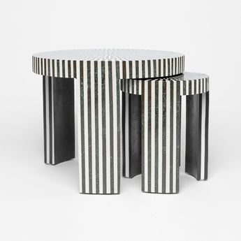 Made Goods Carlota Stripe Marble Stone Nesting Tables