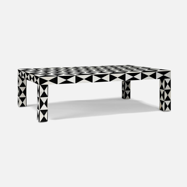 Made Goods Daija White and Black Triangle Marble Coffee Table
