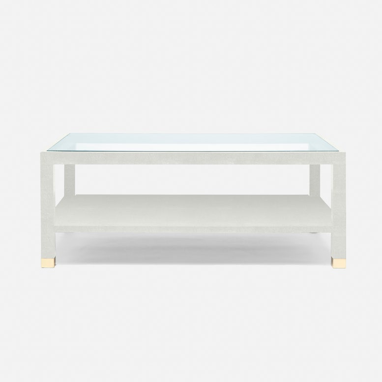 Made Goods Lafeu Glass Top Faux Shagreen Coffee Table