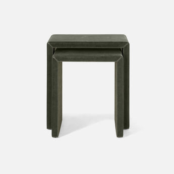 Made Goods Raphael Forest Green Full-Grain Leather Nesting Tables