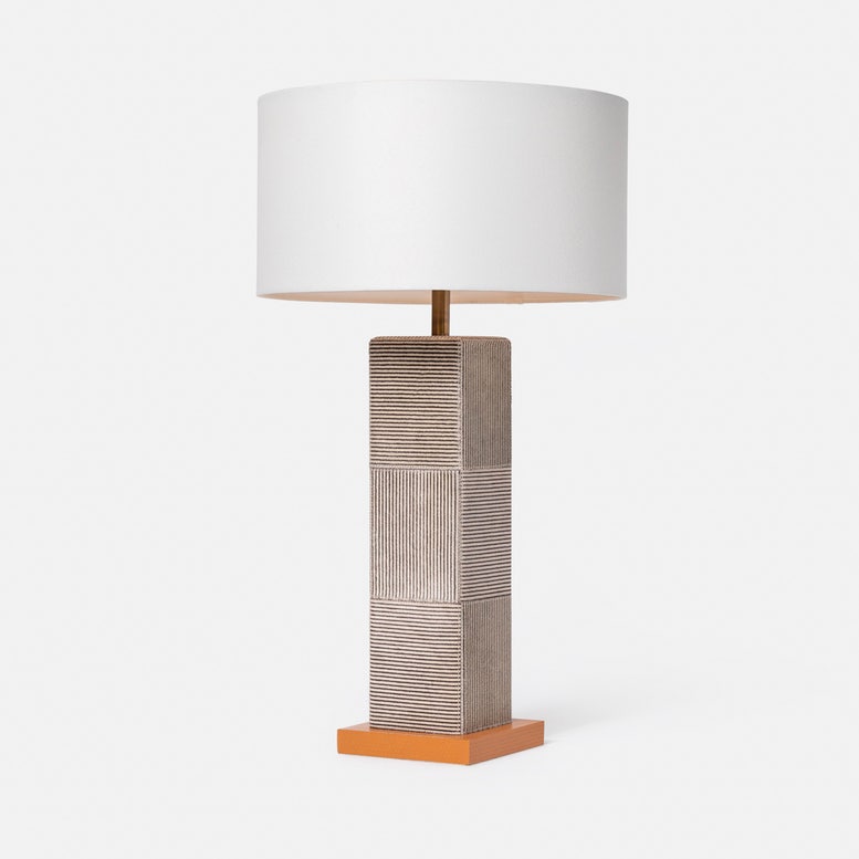 Made Goods Odessa Hair - On - Hide Leather Table Lamp