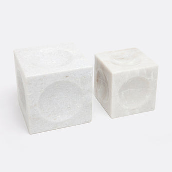 Made Goods Kabir Sphere-Depression Marble Cube Decor