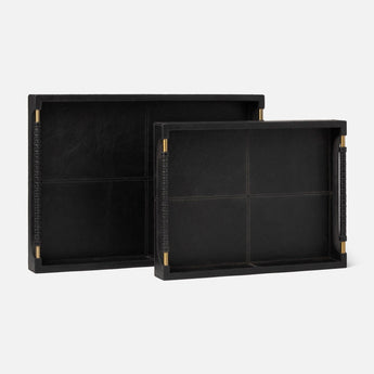 Made Goods Lenora Brass and Leather Tray Set