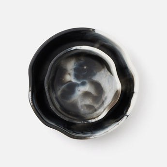 Beatrix Black Swirled Serving Bowls, Set of 2