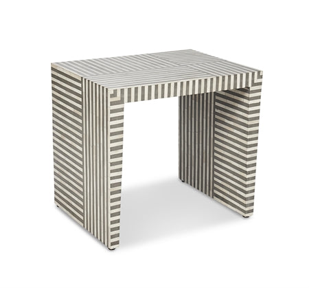 angle view of striped side table
