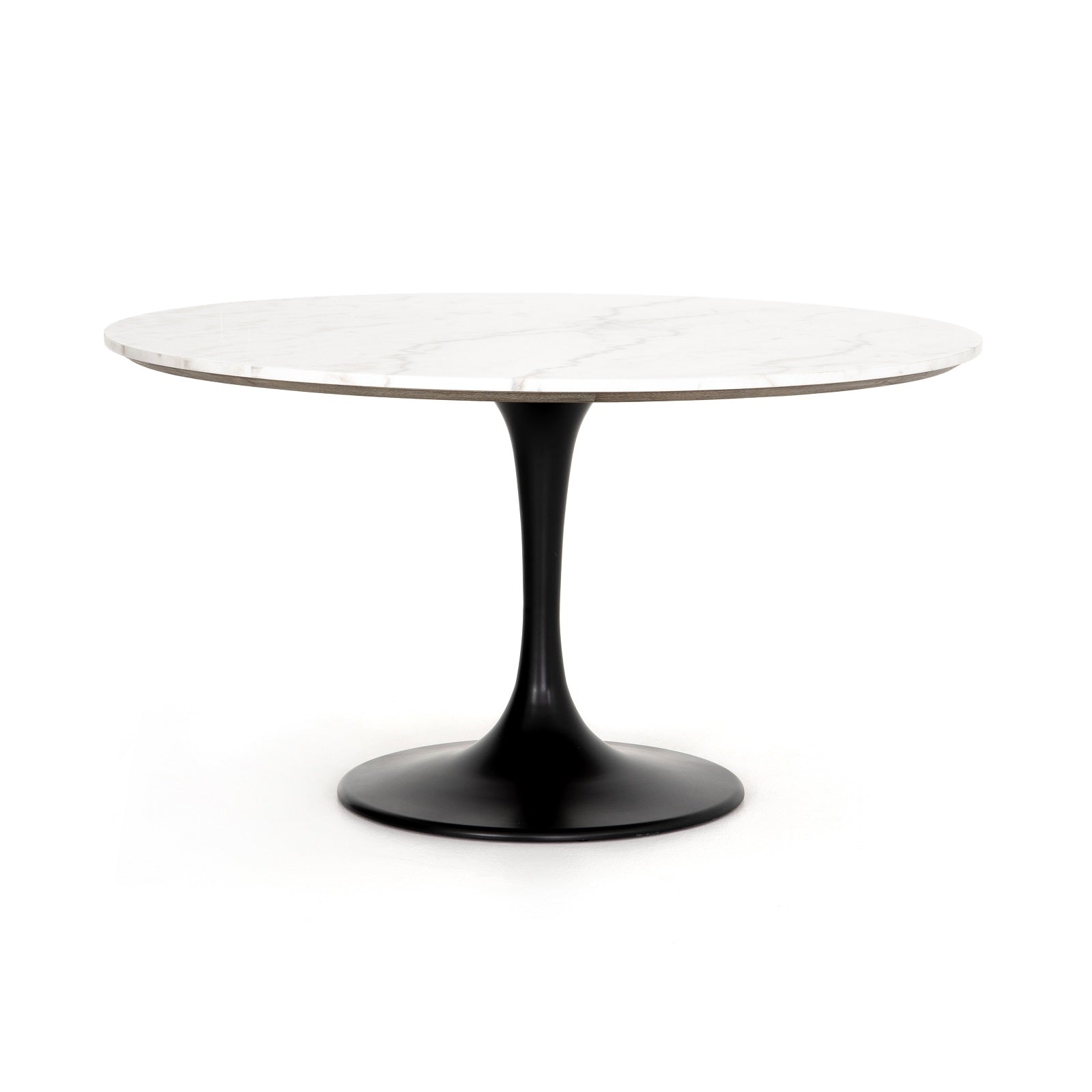 tulip table with white top and black base in larger size