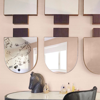 Arteriors Lianna Mirror with hammered gold frame and black marble crown