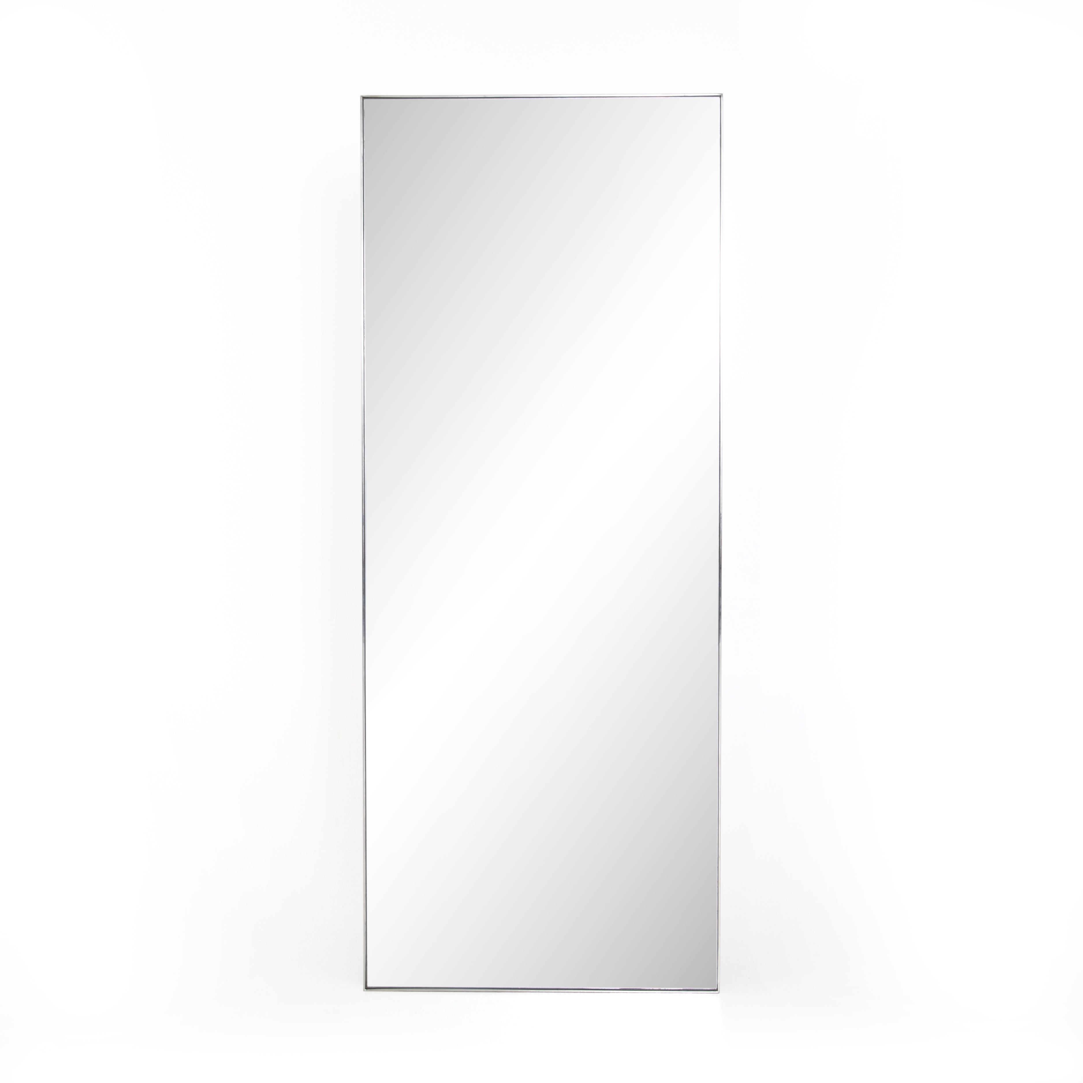 front view of floor mirror with stainless steel frame