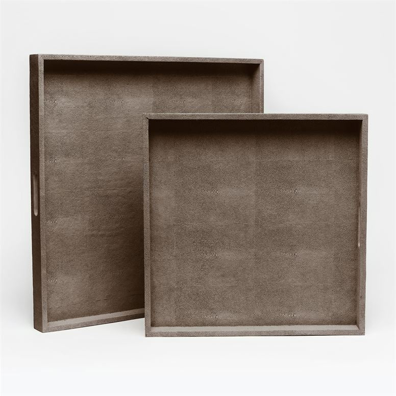 set of two square grey trays