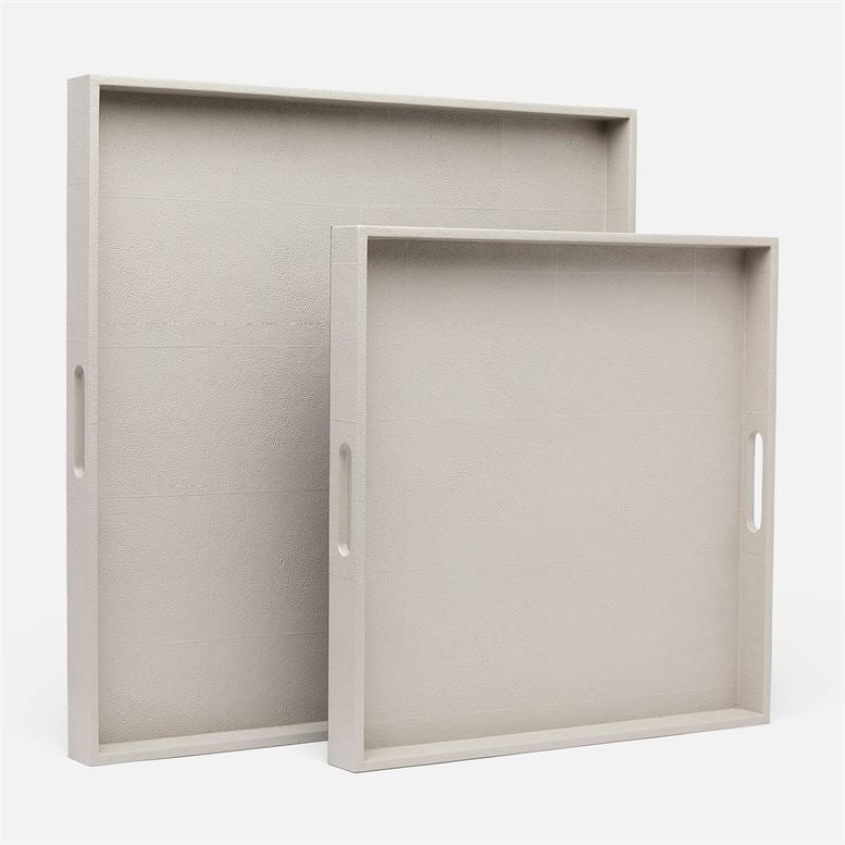 set of two square light grey trays