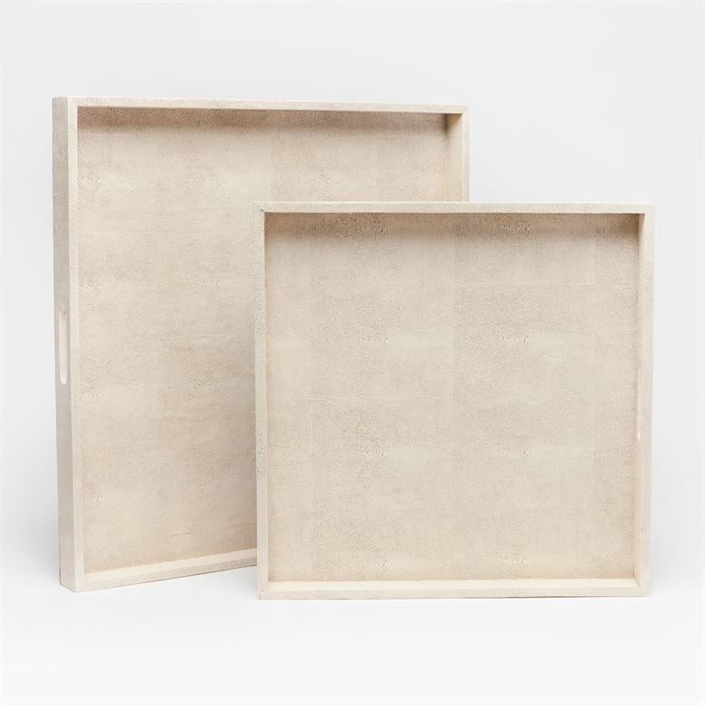 set of two square off-white trays
