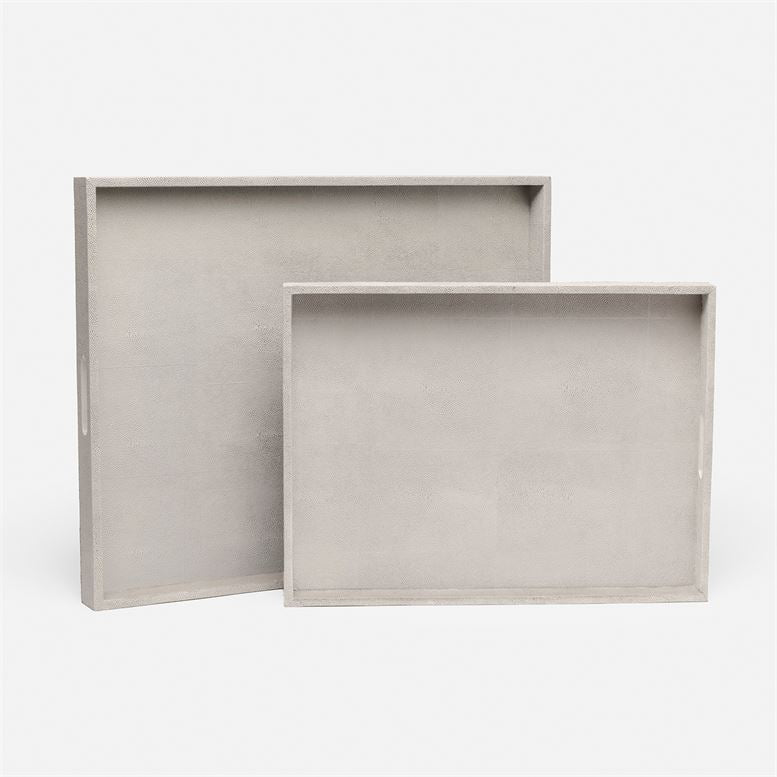 set of two rectangular light grey trays