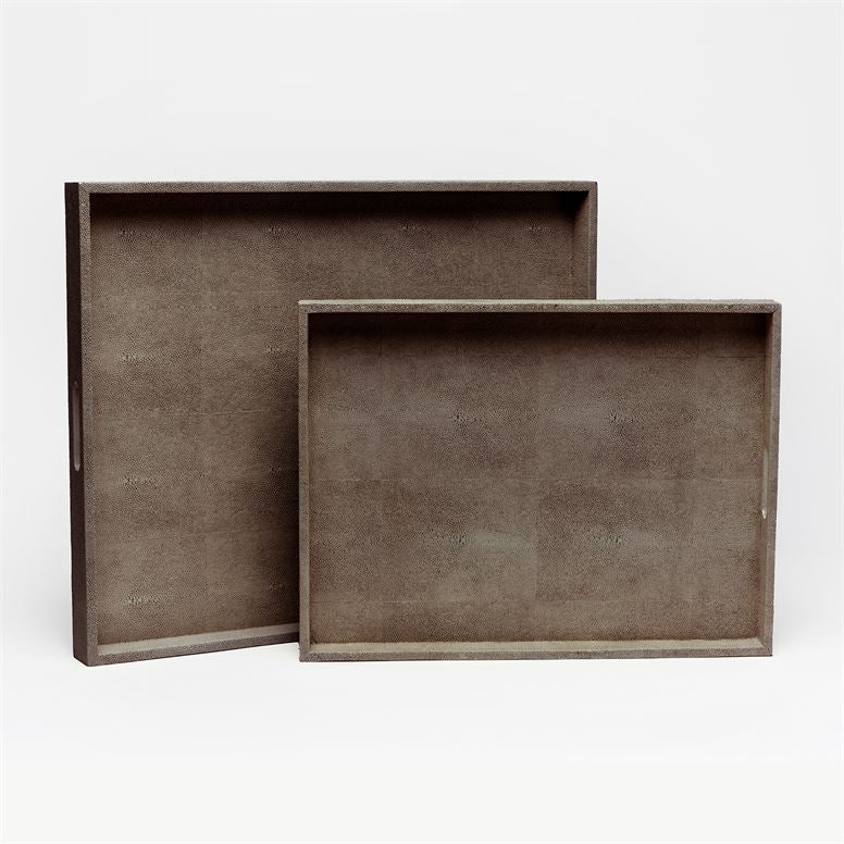 set of two rectangular grey trays
