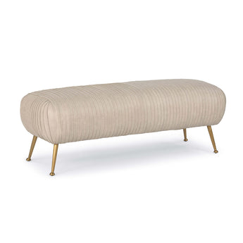 light beige bench with brass legs